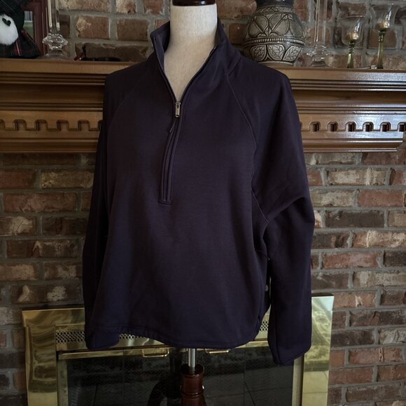 Athleta Purple Quarter Zip Shirt Size XL Fleece Cropped - Picture 3 of 9